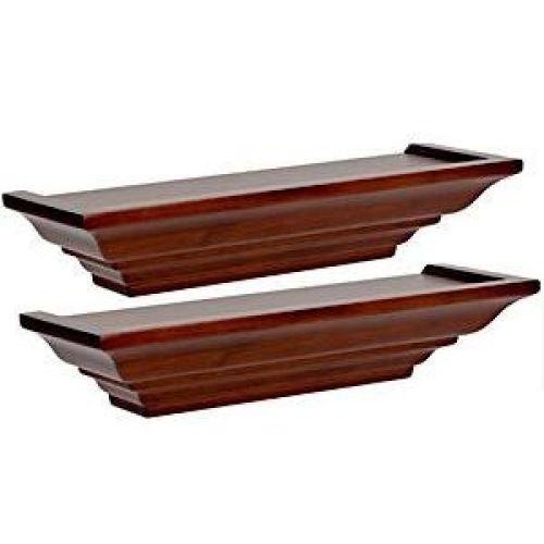 12'' classic walnut wall ledges set of 2 -