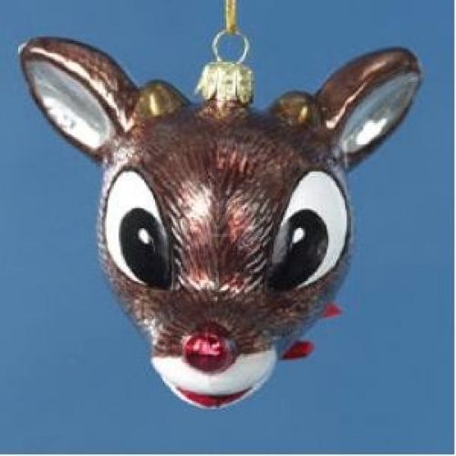 Kurt Adler RU0114 Glass Rudolph Head Ornament, 3-1/2-Inch