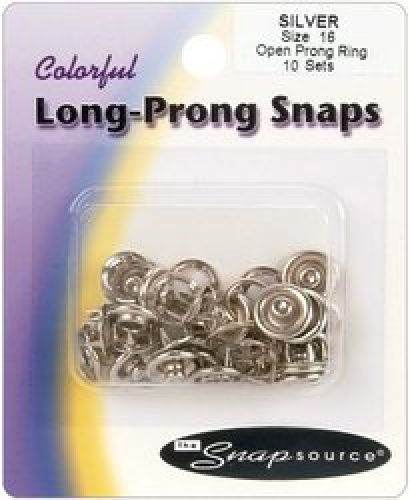 Snap Source Open Long-Prong Snaps Size 16 10/Pkg-White