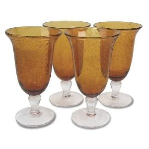 Artland Iris Footed Ice Tea, 18-Ounce, Amber, Set of 3