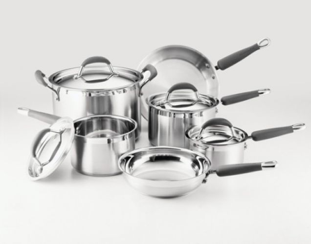 KitchenAid Gourmet Essentials Brushed Stainless Steel 10-Piece Cookware Set