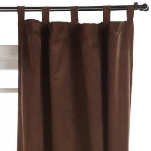 55-Inch by 63-Inch Faux Suede Chamois Tab Top Panel, Chocolate