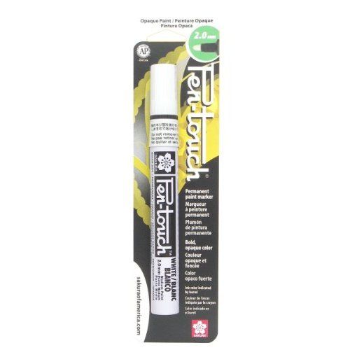 Sakura 42580 Blister Card Pentouch Metallic Ink Marker, Medium, White