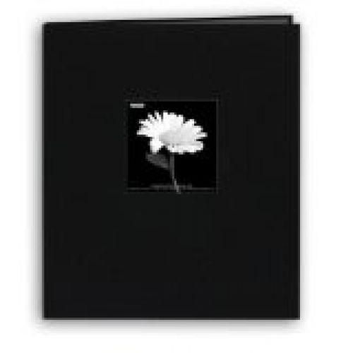 Pioneer 8 1/2 Inch by 11 Inch Postbound Fabric Frame Cover Memory Book, Deep Black