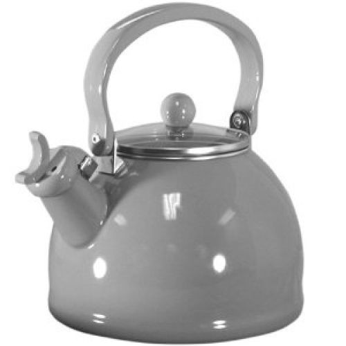 Calypso Basics 2.2 Quart Whistling Teakettle with Glass Lid, Gray