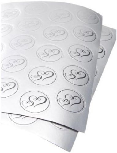 Darice VL3469, Foil Double Heart Round Envelope Seal, 50-Piece, 2-Sheets, Silver