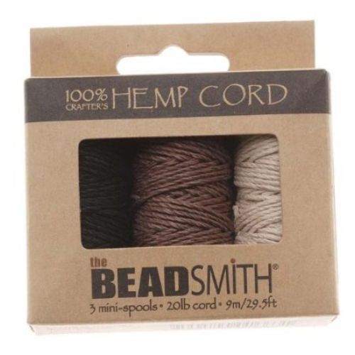 Hemp Twine Bead Cord 1mm 3 Spool App 30 Feet