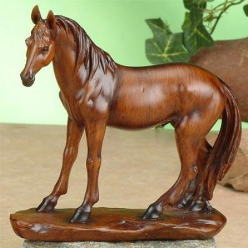 StealStreet Faux Wood Like Sculpted Resting Horse Decor Model