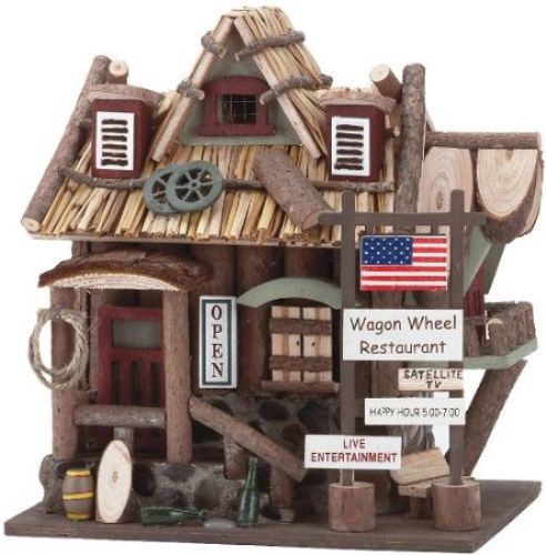 Gifts & Decor Wood Wagon Wheel Restaurant Wooden Bird House