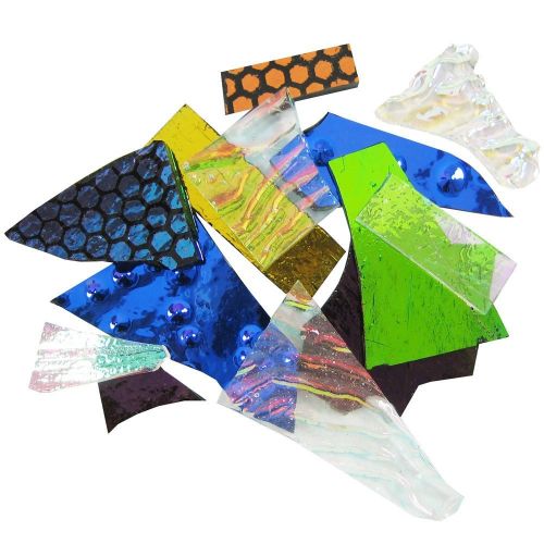 Fuseworks 1-Ounce Dichroic Bits and Pieces 90 COE Fusible Glass, Assorted Colors