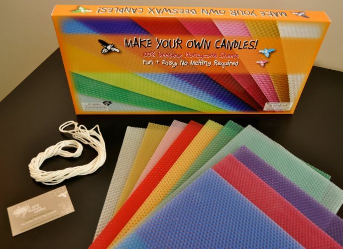 Make Your Own Candle Kit - 100% Beeswax Candles - Do It Yourself! 10 Full Size Sheets (Approx. 8" X 16 1/2") in Assorted Colors - Wick and Instructions Included!