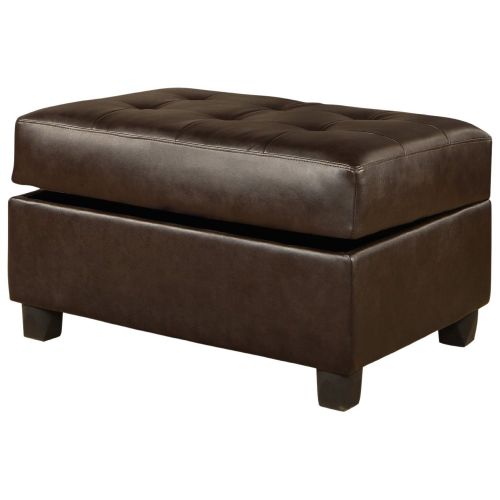 Bobkona Bonded Leather Match Storage Ottoman, Espresso