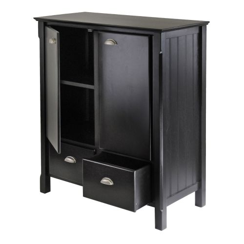 Black Cabinet with Drawers and Adjustable Shelf