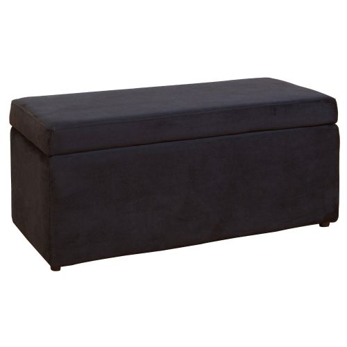 BEST Black Microfibre Storage Bench Ottoman