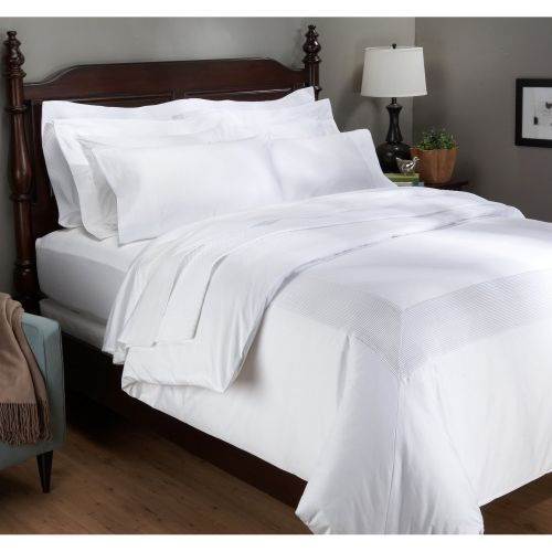 Pinzon Pleated Hem 400-Thread-Count Egyptian Cotton Sateen Full/Queen Duvet Set, Cloud