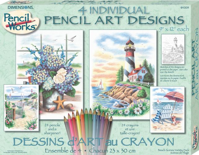 Dimensions Needlecrafts Paintworks/Pencil by Number, Beach Scenes Variety Pack