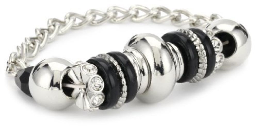 Nine West Bracelet, Silver Tone Jet Bead Stretch Bracelet