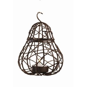 Tag Entertaining Wire Pear Tealight Candle Holder Lantern, Antique Bronze, 6.25" Tall