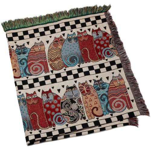 Laurel Burch 50-inch by 60-inch Feline Family Portrait Throw