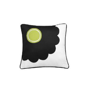 Echo That 70's Floral 18 by 18-Inch Polyester Fill Pillow, White and Black