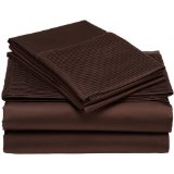 Pinzon Pleated Hem 400-Thread-Count Egyptian Cotton Sateen Full Sheet Set, Truffle