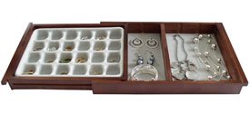 Expandable Flocked Jewelry Organizer (wood) (13.5"H x 8.875"W x 1.5"D)