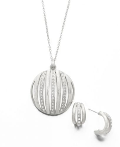 Charter Club Jewelry Set, Silver Tone Pave Pendant