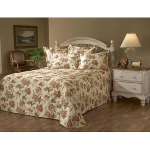 Stylemaster Emma Printed Floral Full Matelasse Bedspread, Natural