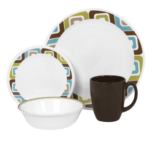 Corelle Livingware 16-Piece Dinnerware Set, Service for 4, Squared