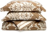 egency Collection 300 Thread-Count Havana Reversible Floral/Stripe Twin Duvet Set, Mocha