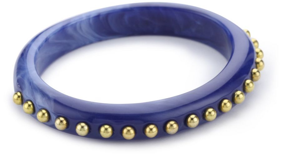 Kenneth Jay Lane Lapis And Gold Stud Bangle