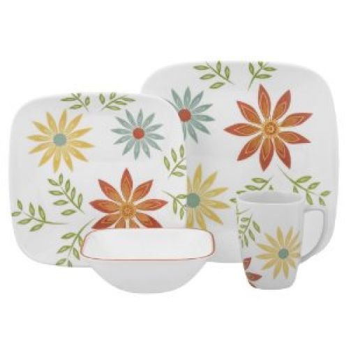 Corelle Square Round 16-Piece Dinnerware Set Happy Days