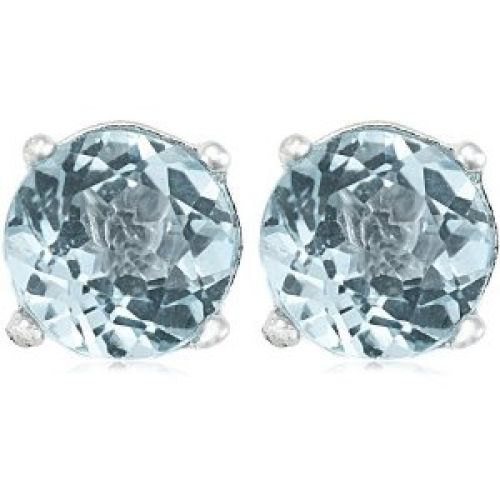 Sterling Silver 6mm Round Blue Topaz Earrings