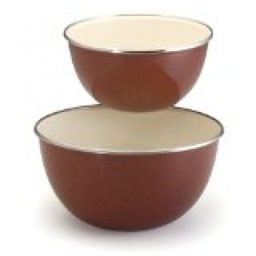 Paula Deen 2 Piece 1.5 Quart and 3 Quart Enamel on Steel Mixing Bowl Set, Red