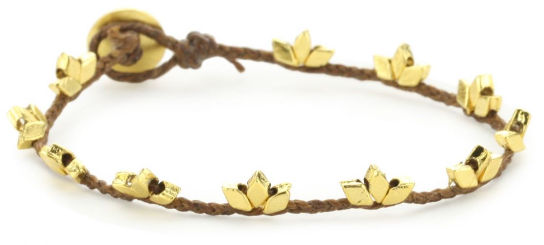 Dogeared Lotus "Sparkle" Tobacco Irish Linen Bracelet, 7"