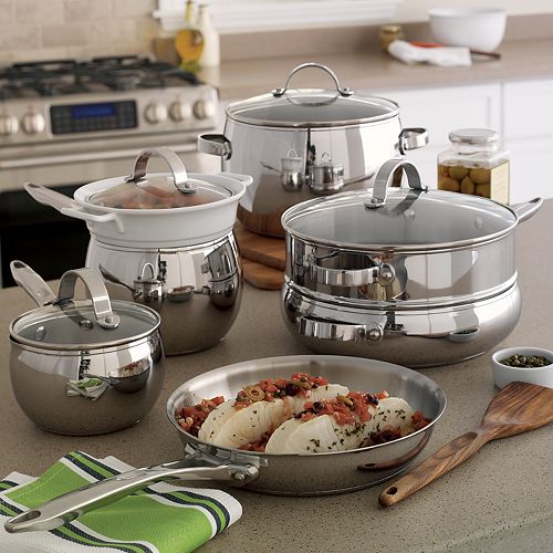 Food Network 11 Pc Potbelly Stainless Steel Cookware Set