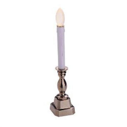 GKI / Bethlehem Lighting Stowe Battery-Operated 12-Inch Pewter Candle with Amber LED Flicker Bulb