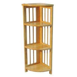 Yu Shan 4 Shelf Corner Bookcase, Natural