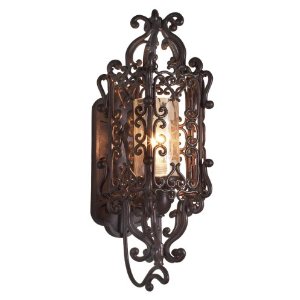 Eurofase 17453-011 Bravada 1-Light Small Outdoor Wall Sconce, Dark Chestnut/Clear