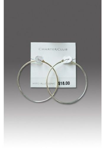 Charter Club Silver Tone  Big Round Tube Hoop Earrings