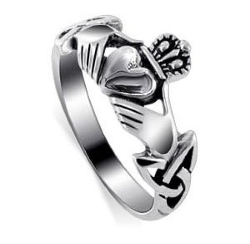 LWRS145-10 Nickel Free Sterling Silver Irish Claddagh Friendship and Love Polish Finish Band Ring Size 10