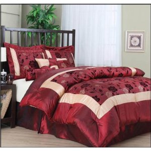 Nanshing Angela Queen 7-Piece Jacquard Comforter Set, Red