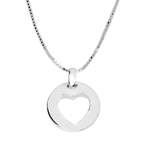 Sterling Silver Open Heart Pendant, 18"