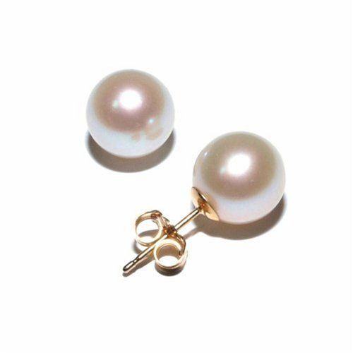 14k Yellow Gold Freshwater Cultured Pearl Stud Earrings (8-8.5mm)
