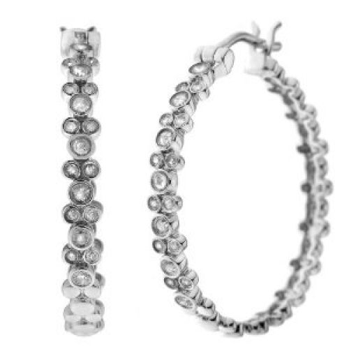 Sterling Silver Diamond Hoop Earrings (1/4 cttw, I-J Color, I2-I3 Clarity)