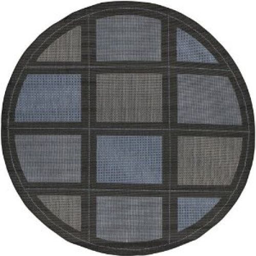 Couristan 1043/5000 Recife Summit 7-Feet 6-Inch Round Rug, Blue and Black