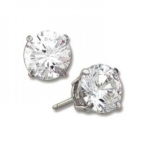 1.5 ct Sterling Silver Round CZ Stud Earrings 6MM