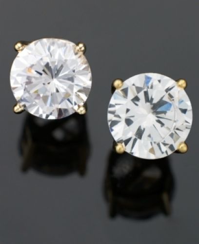 B. Brilliant 18k Gold over Sterling Silver Earrings, Cubic Zirconia (4 ct. t.w.)