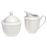 Mikasa Italian Countryside White Stoneware Sugar and Creamer Set