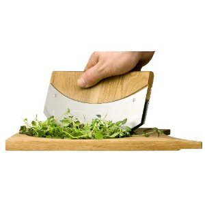 Sagaform Oval Oak Mezzaluna with Cutting Board Bowl